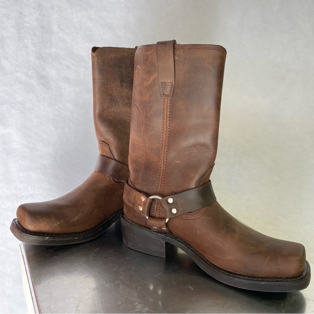 Durango Harness Boot 9.5 Brown Leather Square Toe Biker Boot